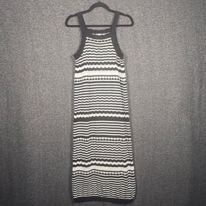 Joie Striped Knit Maxi Dress Black White Pointelle Sleeveless Medium Coverup